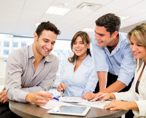 People working as a team